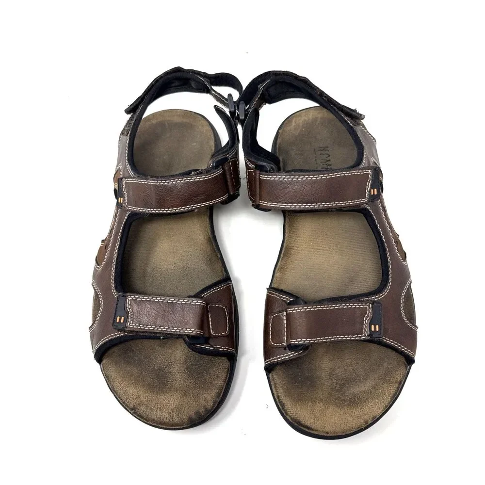 Khombu Noah Sport Sandals Mens Size 10 Brown Comfort Hook & Loop Outdoors Hiking